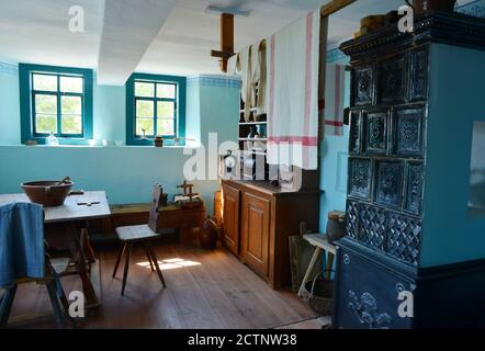 Hohenfelden 08-06-2020 Traditionelles Interieur in einem alten Bauernhaus in Deutschland in einem Freilichtmuseum Stockfoto