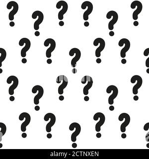 Fragezeichen nahtloses Muster . Vektor nahtloses Muster mit Fragezeichen. Monochromer Hipster-Hintergrund. Handgezeichnete zufällige schwarze Satzzeichen Stock Vektor