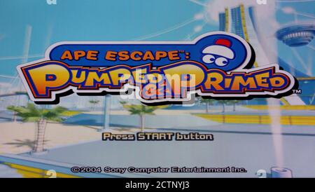 „APE Escape“ – alles gepumpt und grundiert – Sony PlayStation 2 PS2 - nur für redaktionelle Zwecke Stockfoto