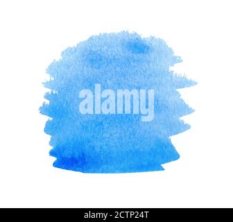 Blauer Aquarell abstrakter Hintergrund oder Textur isoliert auf Weiß Stockfoto