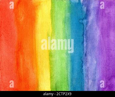 Abstrakt bunt gestreiften Regenbogen Aquarell Hintergrund Nahaufnahme Stockfoto