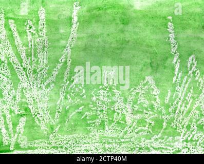 Abstrakt grün bemalter Hintergrund. Von Hand gezeichnete grüne Striche. Ökologischer Hintergrund. Stockfoto