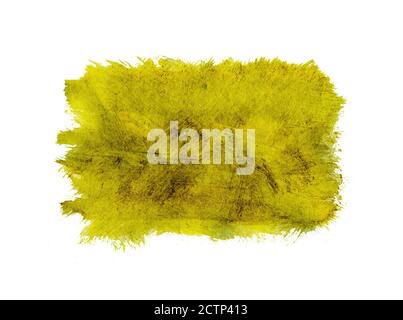 Gelb Aquarell abstrakter Hintergrund oder Textur isoliert auf weiß Stockfoto