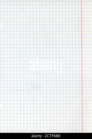 Detaillierte leere mathematische Papierbogen-Textur mit Rändern. Stockfoto