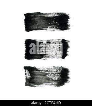 Hoch auflösende abstrakte schwarze Aquarell gemalte Striche isoliert auf weiß Hintergrund Stockfoto