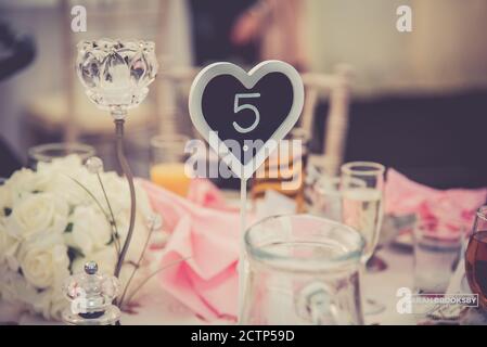 Wunderschönes Hochzeitsdekor Stockfoto