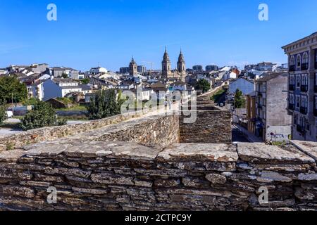 Lugo Kathedrale und Stadtmauern. Unesco-Weltkulturerbe. Galicien. Spanien. Stockfoto