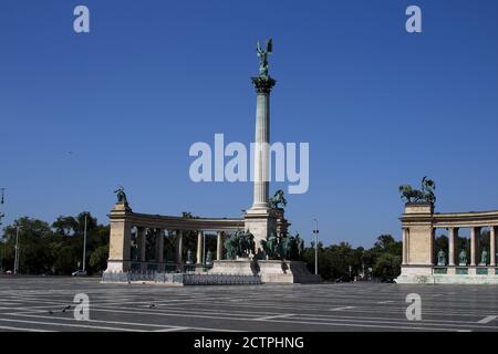 Budapest, Ungarn - 10/07/2020: Heldenplatz in der Hauptstadt von Ungarn, Budapest Stockfoto