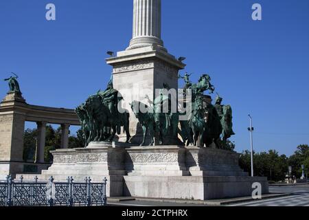 Budapest, Ungarn - 10/07/2020: Heldenplatz in der Hauptstadt von Ungarn, Budapest Stockfoto