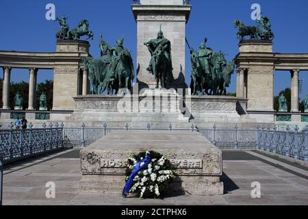 Budapest, Ungarn - 10/07/2020: Heldenplatz in der Hauptstadt von Ungarn, Budapest Stockfoto