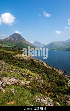 Blick auf Wastwater in Richtung Wasdale Head. Stockfoto