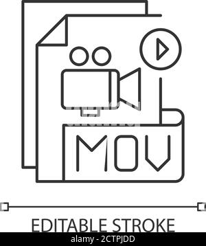 MOV-Datei Pixel perfekte lineare Symbol Stock Vektor