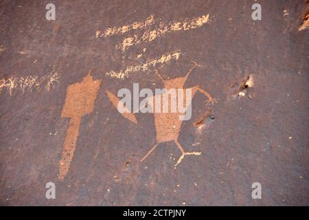 Felszeichnungen bei Newspaper Rock, Utah. Stockfoto