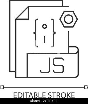 JS-Datei Pixel perfekte lineare Symbol Stock Vektor