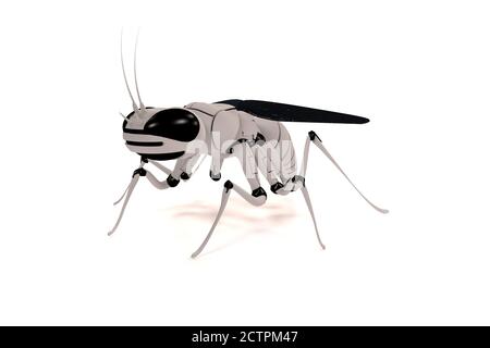 Roboter. Insektenroboter. Kybernetik. 3d Rendering mechanische Fliege Stockfoto