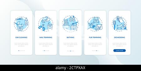 Typen von Grooming Services Onboarding Mobile App Page Screen mit Konzepten Stock Vektor