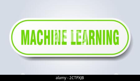 Machine Learning Zeichen. Abgerundeter isolierter Aufkleber. Weißer Knopf Stock Vektor