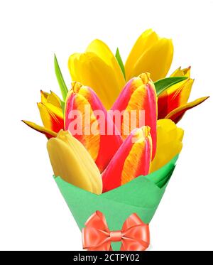 Gelbe Tulpen isoliert auf weißem Hintergrund Stockfoto