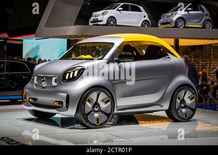 Electric Smart forease+ auf dem 89. Genfer Autosalon. Genf, Schweiz - 5. März 2019. Stockfoto