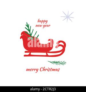 Weihnachtsdarstellung. Lustige Cartoon Santa Claus Schlitten ist ideal für Weihnachten und Neujahr Karten, Poster, Geschenk-Tags und Etiketten, Website-Design Stock Vektor