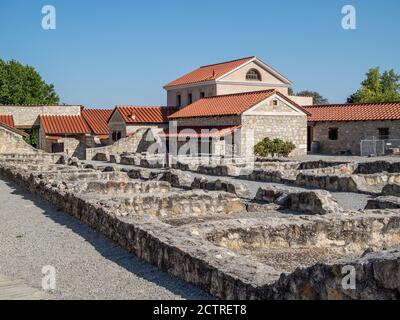 CARNUNTUM, ÖSTERREICH - 09/15/2020: Die wiedererbaue römische Stadt - Carnuntum in Altenburg bei Wien. Stockfoto