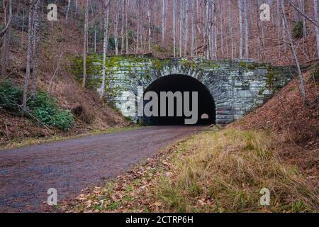 BRYSON CITY, NORTH CAROLINA - CA. DEZEMBER 2019: Tunnel am Ende der Straße nach Nowhere am Lakeview Drive in der Nähe von Bryson City, im Smoky M Stockfoto