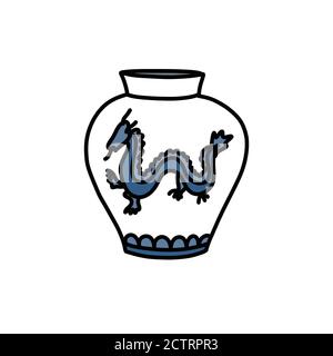 chinesische Vase Doodle Symbol, Vektor-Illustration Stock Vektor