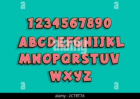 Großbuchstaben Comic-Text Alphabet Pop Art Stock Vektor