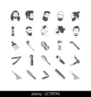 Set von Vektor-Elementen für die Gestaltung des Friseursalons. Isoliert Stock Vektor