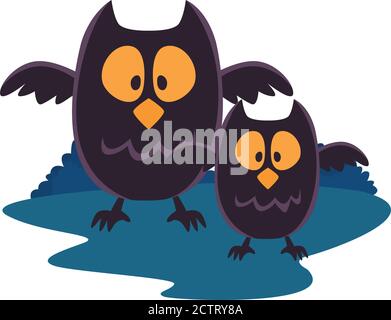 halloween Eulen Vögel isoliert Symbole Vektor Illustration Design Stock Vektor