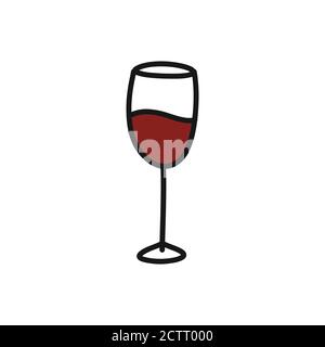 Glas Wein Doodle Symbol, Vektor-Illustration Stock Vektor