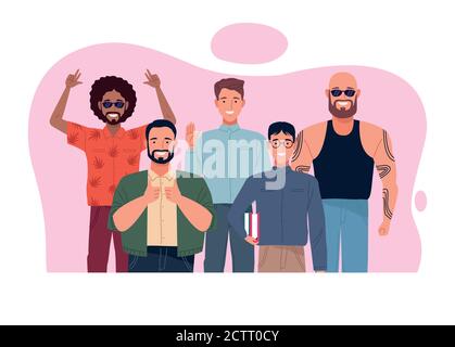 Perfekt unvollkommen Menschen Gruppe Zeichen Szene Vektor Illustration Design Stock Vektor