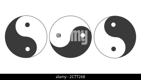 Yin Yang Symbole isoliert gesetzt. Harmony Vektor Icons Kollektion Stock Vektor