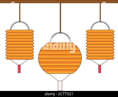 Mitte Herbst Lampen hängend Dekoration flache Stil Vektor Illustration Design Stock Vektor