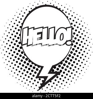 Sprechblase mit Hello Wort Pop Art Linie Stil Vektor Illustrationsdesign Stock Vektor