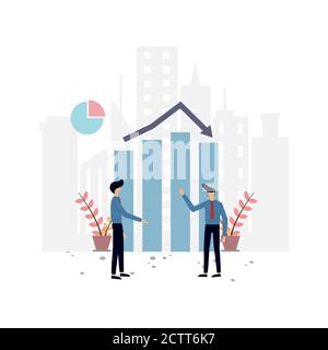 Statistische Datendiagramm flache Illustration.Vektor Design-Vorlage.geeignet für Landing Page, ui, Website, mobile App, Editorial, Poster, Flyer, Artikel Stock Vektor