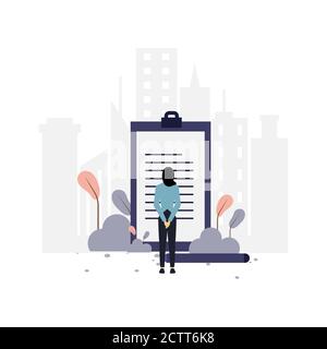 Analysieren Sie Berichte flache Illustration.Vektor-Design-Vorlage.geeignet für Landing Page, ui, Website, mobile App, Editorial, Poster, Flyer, Artikel und BA Stock Vektor