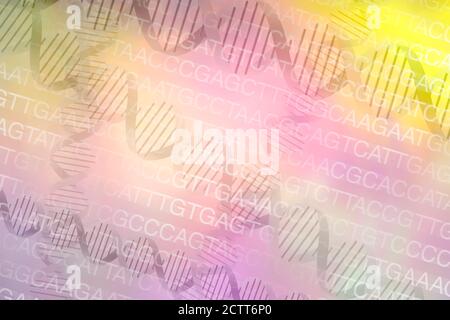 DNA-Helix auf pastellfarbenem Hintergrund Stockfoto