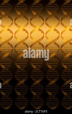 DNA-Helixe auf goldenem Hintergrund Stockfoto