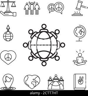 Bündel von dreizehn Human Rights Line Style Set Icons Vektor Illustrationsdesign Stock Vektor