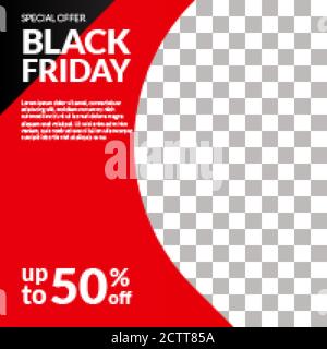 Social Media Black friday Sale Angebot Banner Vorlage mit rot Und schwarze Farbe Stock Vektor