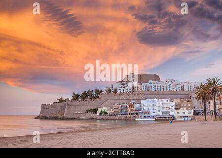 Architektur von Peniscola. Peniscola, Valencia, Spanien. Stockfoto