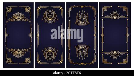 Roaring 20s Design Templates - Art Deco Vintage Trennwände. Retro-Set mit linearen Elementen Stock Vektor