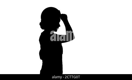 Silhouette Junge glücklich attraktive Frau in Bau Uniform Stockfoto