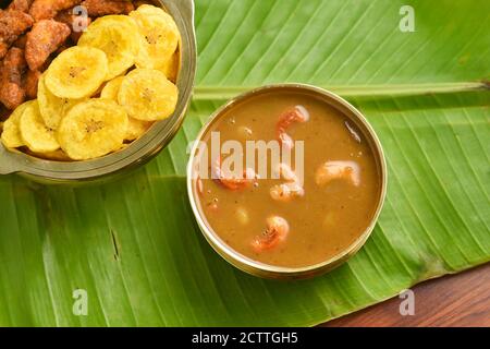 Onam sadhya süß parippu payasam oder dal kheer Dessert Kerala, Südindien. Indische mithai köstliche Festival süßes Gericht für Onam, Vishu, Deepawali, Stockfoto