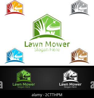 Rasenmäher Logo für Rasenmäher Gärtner Vektor Design Stock Vektor