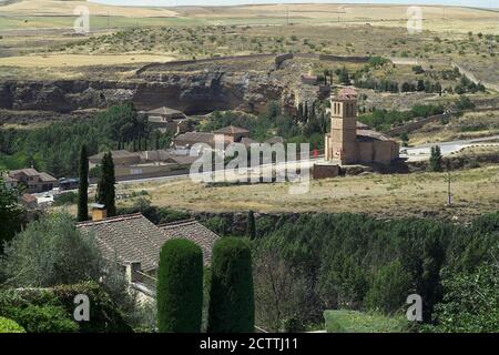 Segovia, España, Hiszpania, Spanien, Spanien;Landschaft mit Blick auf die Kirche des wahren Kreuzes; Paisaje con vistas a la iglesia de la Vera Cruz Stockfoto