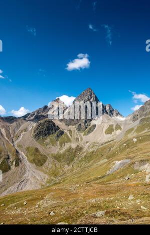 Piz Buin im Val Tuoi Stockfoto