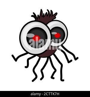 Spider isoliert auf weißem Hintergrund. Lustige kleine Halloween Spinne mit großen Augen. Niedliche Cartoon kawaii Baby Charakter Tier. Vektorgrafik für Aktien Stock Vektor