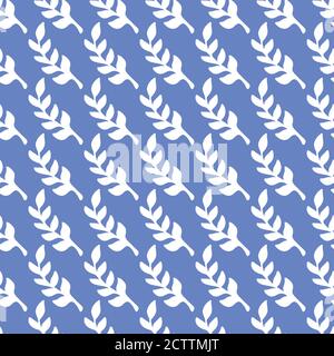 Einfache Vektor Laub wiederholen Muster Design. Blau und weiß Natur Hintergrund. Stock Vektor